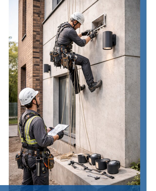 Монтаж фасадного освещения в Кизилюрте от 2582 р. | ВЫСОТНИК-Кзт