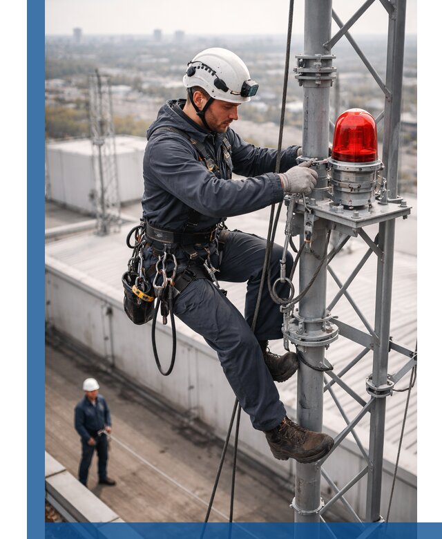 Монтаж заградительных огней и обслуживание объектов в Кизилюрте