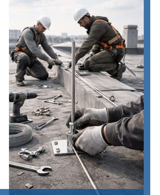 Монтаж молниезащиты на кровле в Кизилюрте цена от 25815 р. | ВЫСОТНИК-Кзт