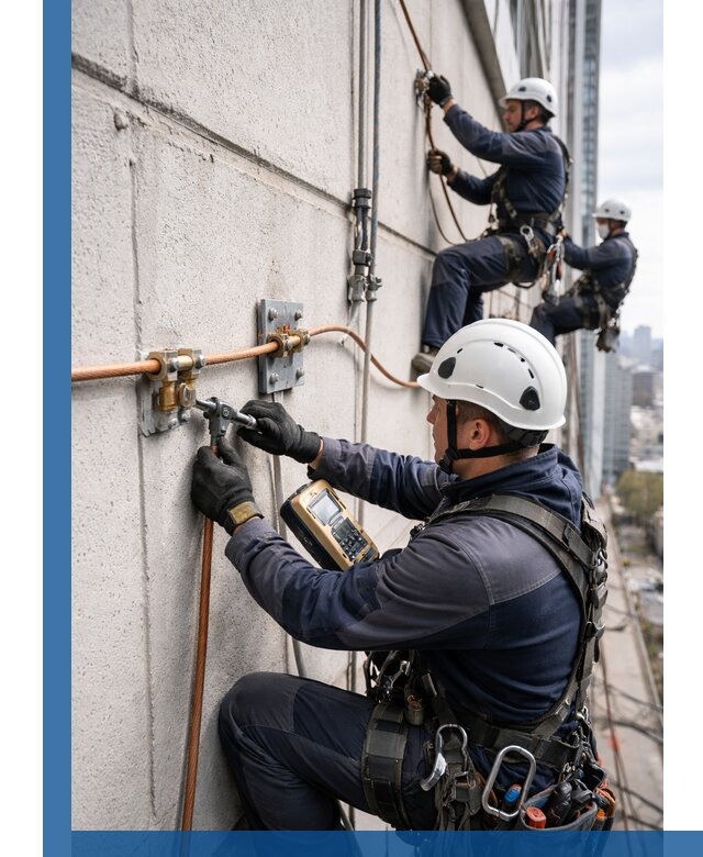 Монтаж системы заземления здания и молниезащиты в Кизилюрте