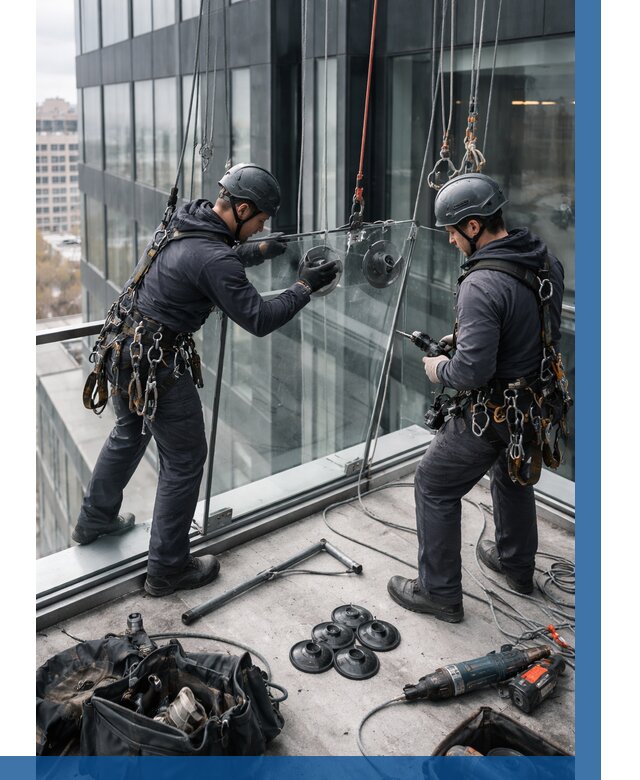 Монтаж стеклянных ограждений в Кизилюрте от 2582 р. | ВЫСОТНИК-Кзт