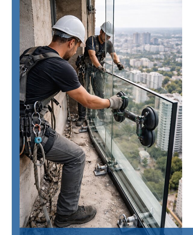 Монтаж стеклянных ограждений под ключ с гарантией в Кизилюрте