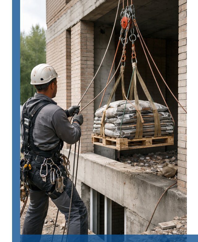 Подъем материалов на этаж веревками в Кизилюрте оперативно