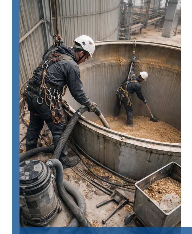 Профессиональная чистка зерновых бункеров в Кизилюрте с выездом