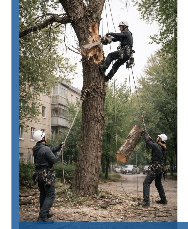 Срочное удаление аварийных деревьев в Кизилюрте с гарантией безопасности