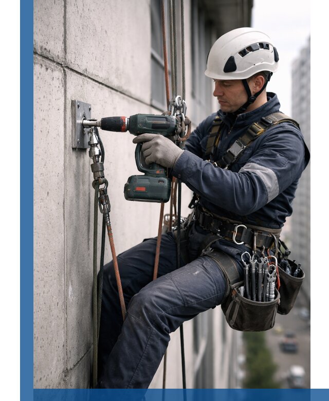 Установка анкерных точек для высотных работ в Кизилюрте